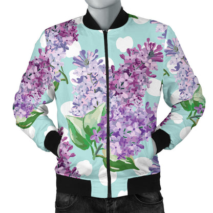 Lilac Pattern Print Design 02 Men Bomber Jacket