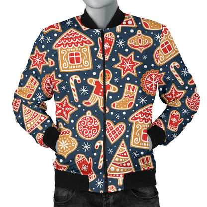 Gingerbread Pattern Print Design 03 Men Bomber Jacket