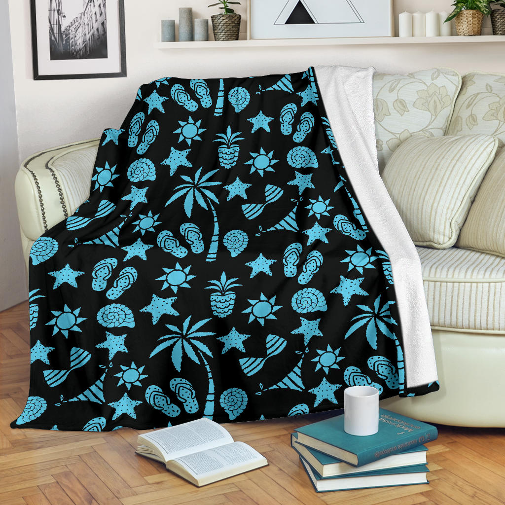 Beach Scene Pattern Print Design 03 Premium Blanket