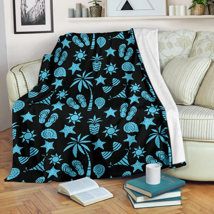 Beach Scene Pattern Print Design 03 Premium Blanket