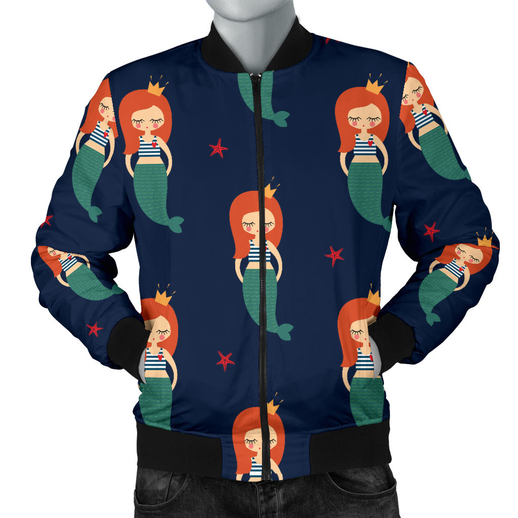 Mermaid Girl Pattern Print Design 01 Men Bomber Jacket