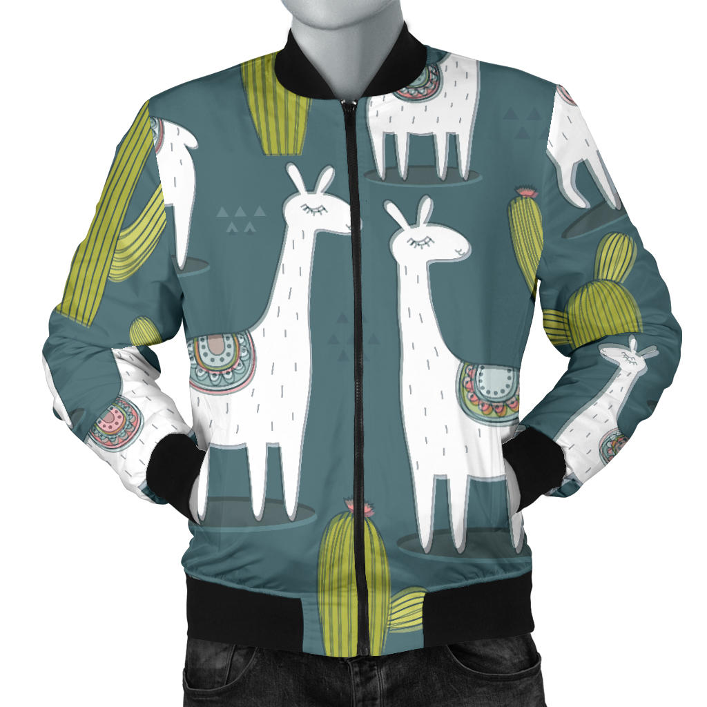 Llama Cactus Pattern Print Design 03 Men Bomber Jacket