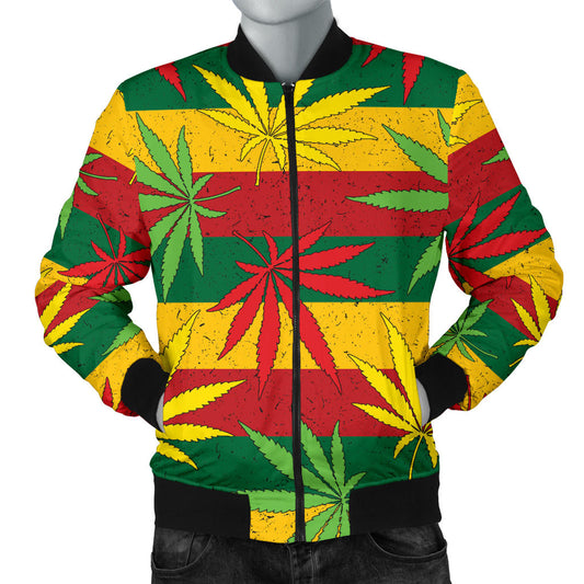 Rasta Pattern Print Design A03 Men Bomber Jacket