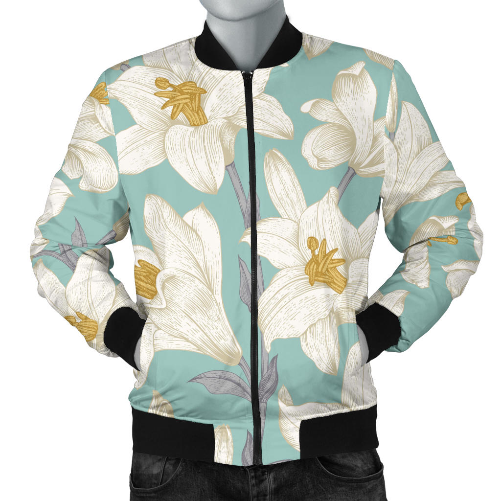 Lily Pattern Print Design 02 Men Bomber Jacket
