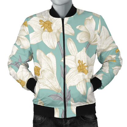 Lily Pattern Print Design 02 Men Bomber Jacket
