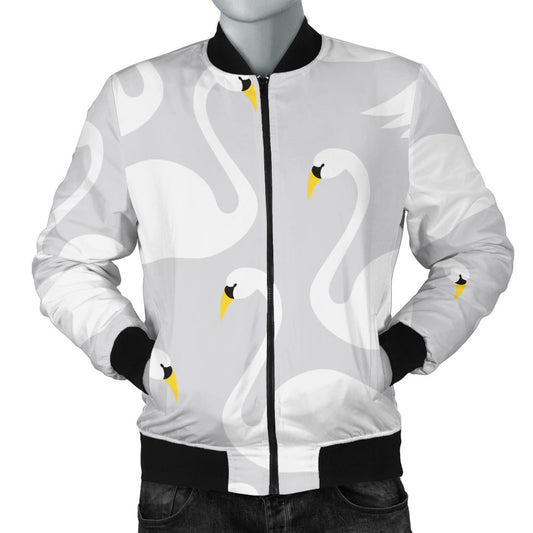 Swan Pattern Print Design 02 Men Bomber Jacket