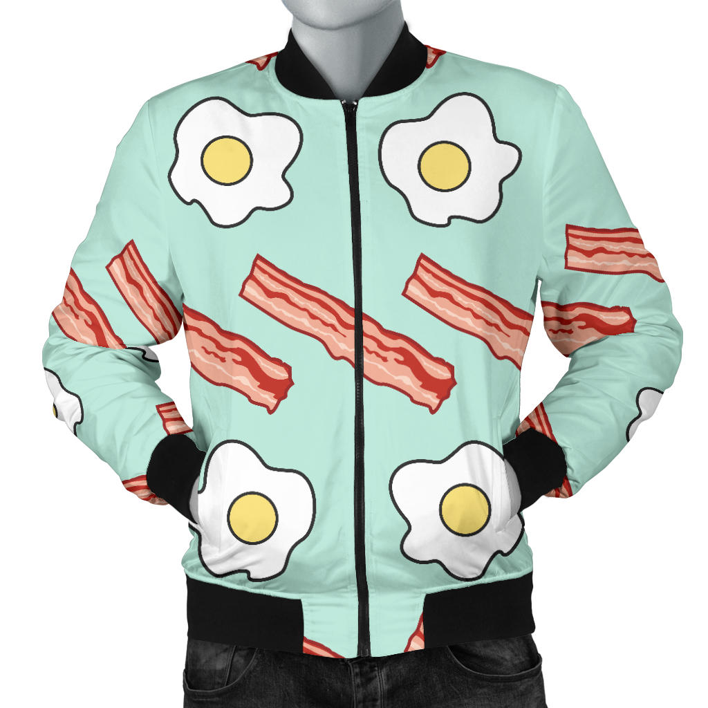 Bacon Sausage Pattern Print Design 01 Men Bomber Jacket