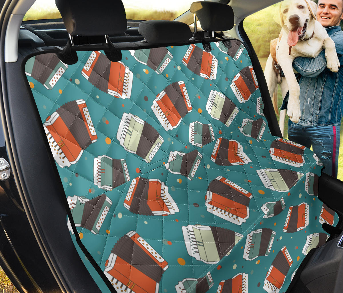Accordion Pattern Print Design 02 Rear Dog Car Seat Cover Hammock