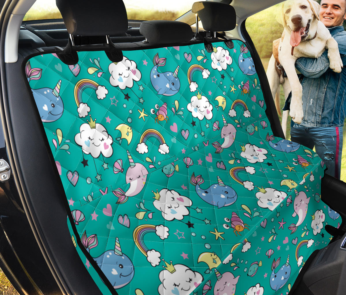Narwhal Pattern Print Design 04 Rear Dog Car Seat Cover Hammock