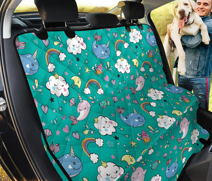 Narwhal Pattern Print Design 04 Rear Dog Car Seat Cover Hammock