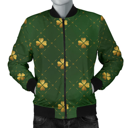 Clover Pattern Print Design 01 Men Bomber Jacket