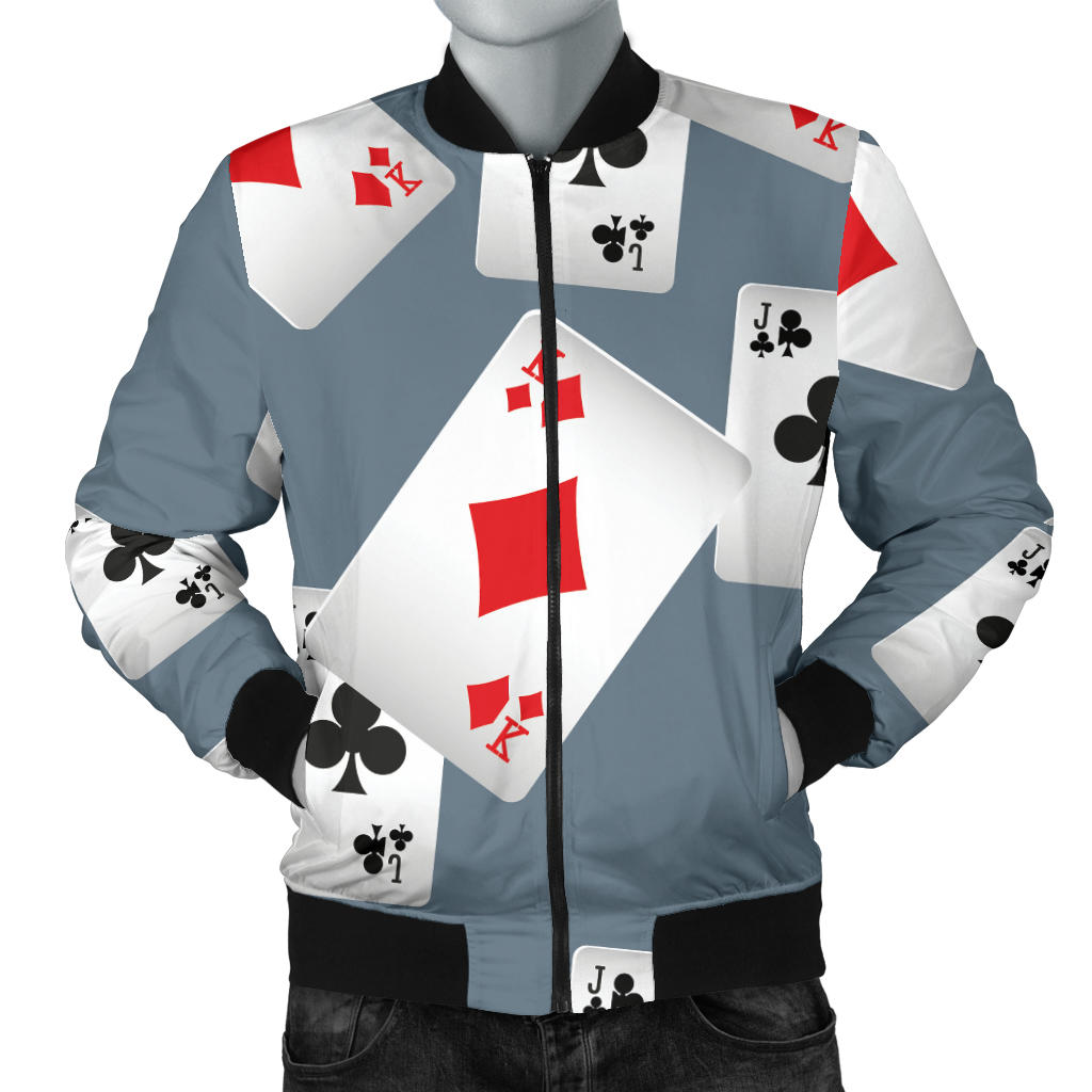 Poker Cards Pattern Print Design A05 Men Bomber Jacket