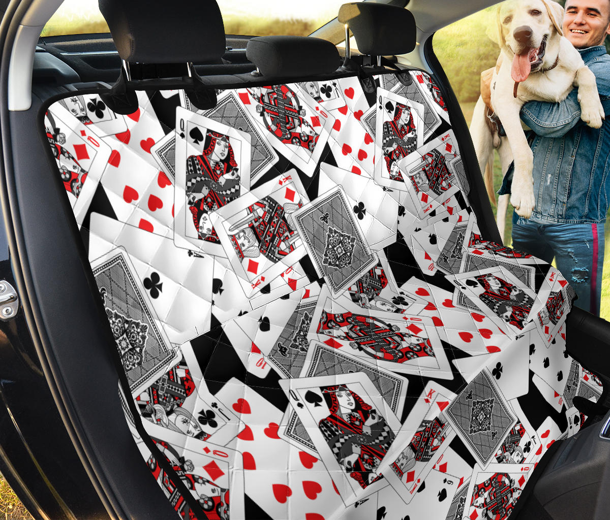 Poker Cards Pattern Print Design A04 Rear Dog Car Seat Cover Hammock
