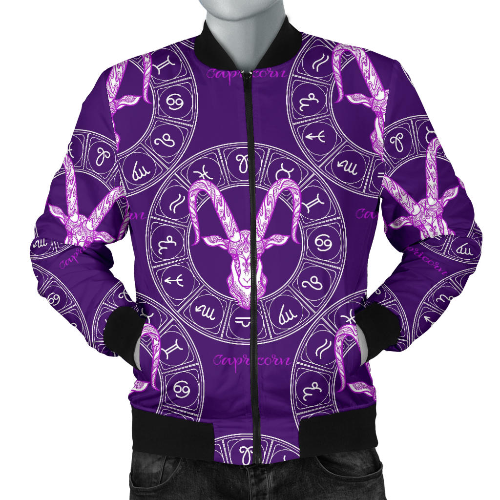 Capricorn Zodiac Pattern Print Design 04 Men Bomber Jacket