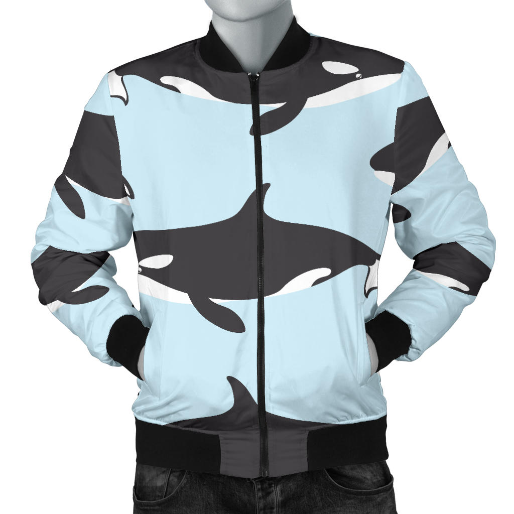 Killer Whale Pattern Print Design 01 Men Bomber Jacket