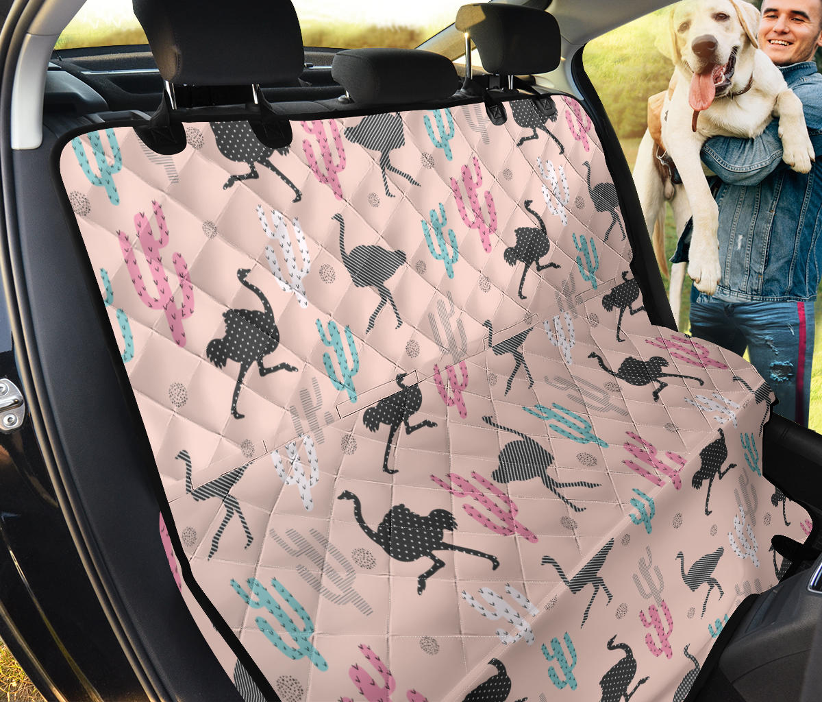 Ostrich Pattern Print Design 03 Rear Dog Car Seat Cover Hammock