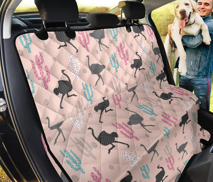 Ostrich Pattern Print Design 03 Rear Dog Car Seat Cover Hammock