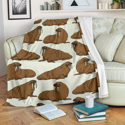 Walrus Pattern Print Design 03 Premium Blanket