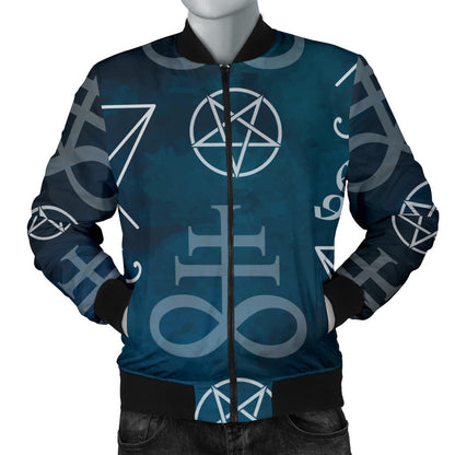 Pentagram Pattern Print Design A03 Men Bomber Jacket