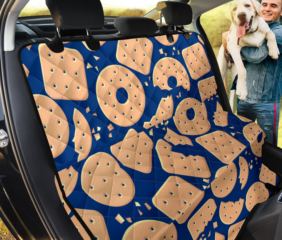 Cracker Pattern Print Design 03 Rear Dog Car Seat Cover Hammock