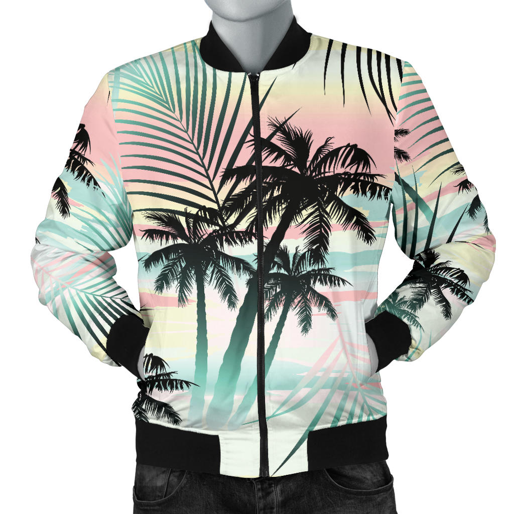 Palm Tree Pattern Print Design A03 Men Bomber Jacket