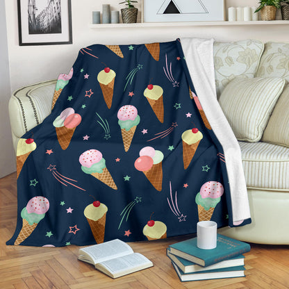 Ice Cream Pattern Print Design 04 Premium Blanket