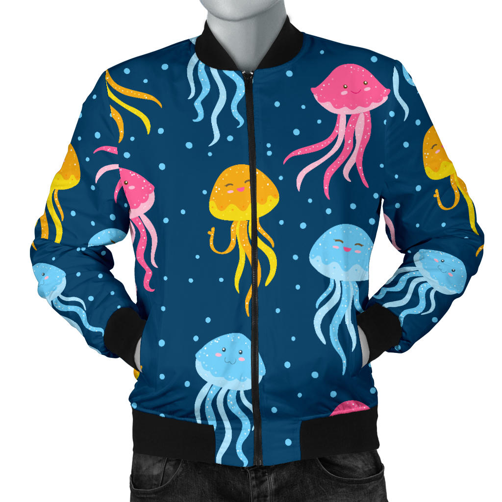 Jellyfish Pattern Print Design 04 Men Bomber Jacket