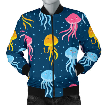 Jellyfish Pattern Print Design 04 Men Bomber Jacket