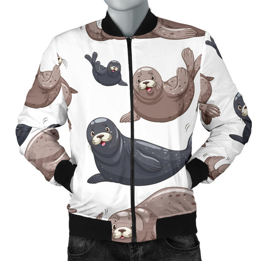 Sea Lion Pattern Print Design 02 Men Bomber Jacket