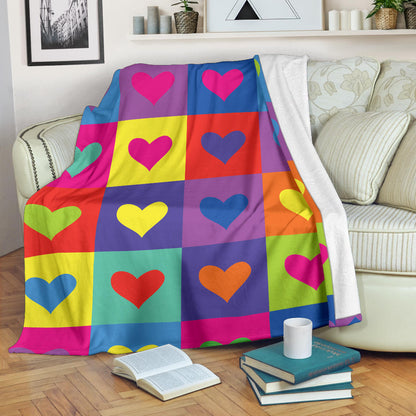 Pop Art Heart Pattern Print Design A01 Premium Blanket