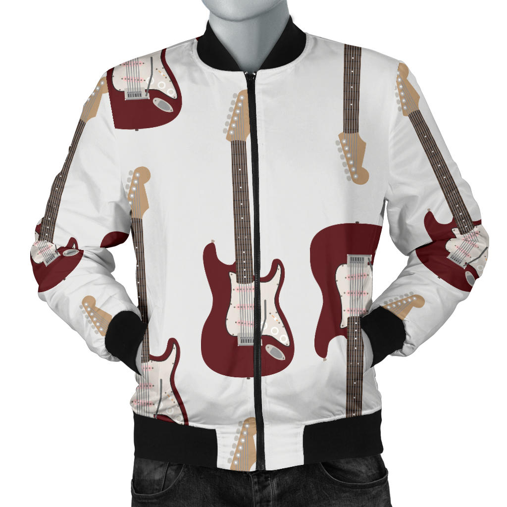 Bass Guitar Pattern Print Design 03 Men Bomber Jacket