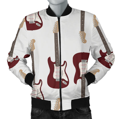 Bass Guitar Pattern Print Design 03 Men Bomber Jacket