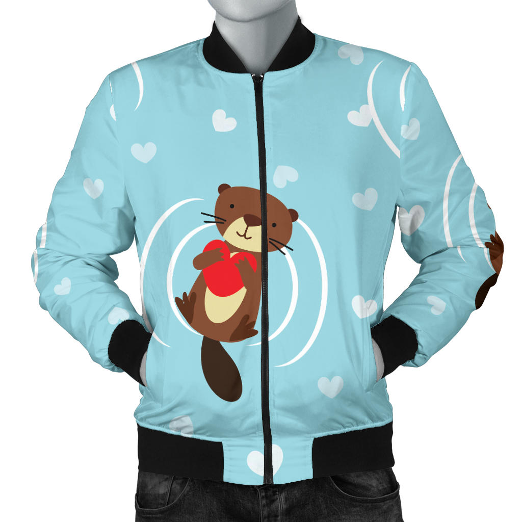 Sea Otter Cute Pattern Print Design 04 Men Bomber Jacket