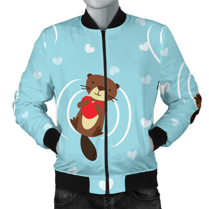 Sea Otter Cute Pattern Print Design 04 Men Bomber Jacket