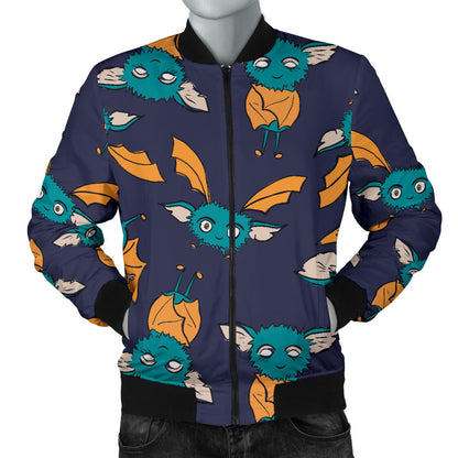 Bat Pattern Print Design 07 Men Bomber Jacket