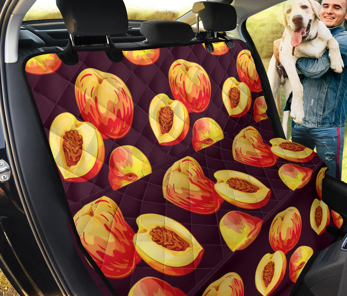 Peach Pattern Print Design A04 Rear Dog Car Seat Cover Hammock