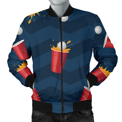 Beer Pong Pattern Print Design 01 Men Bomber Jacket