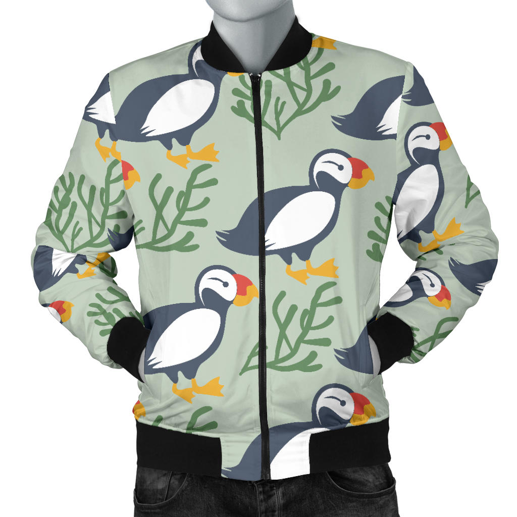 Puffin Pattern Print Design A04 Men Bomber Jacket