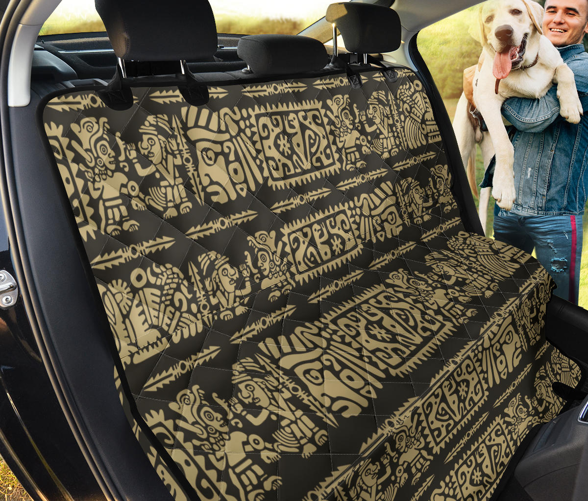 Mayan Pattern Print Design 02 Rear Dog Car Seat Cover Hammock