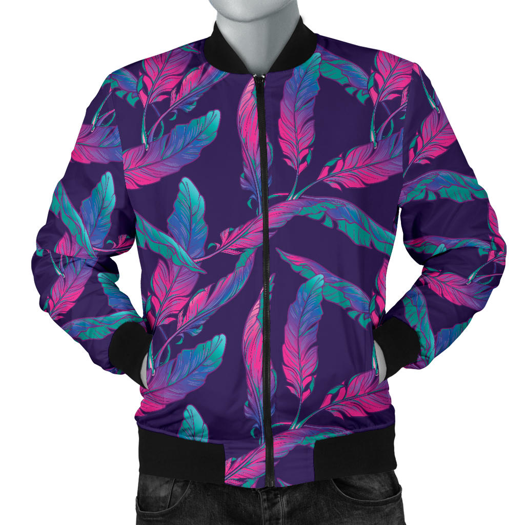 Banana Leaf Pattern Print Design 08 Men Bomber Jacket