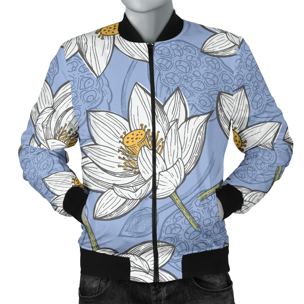 Lotus Pattern Print Design 04 Men Bomber Jacket