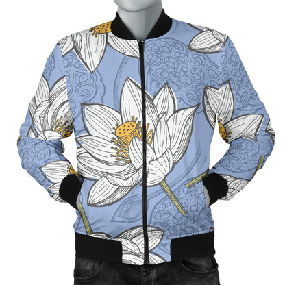 Lotus Pattern Print Design 04 Men Bomber Jacket