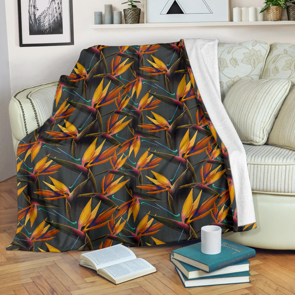 Bird Of Paradise Pattern Print Design 01 Premium Blanket