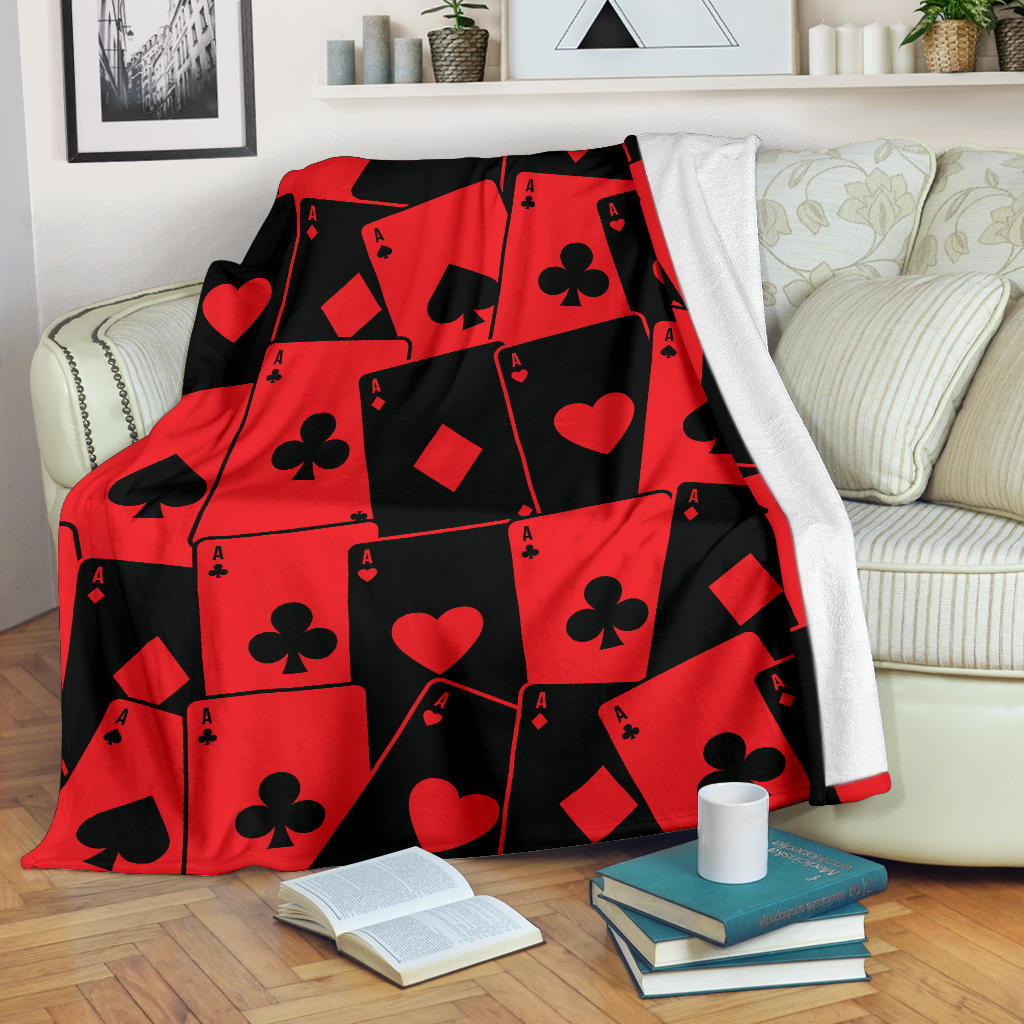 Poker Cards Pattern Print Design A01 Premium Blanket