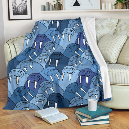 Walrus Pattern Print Design 01 Premium Blanket