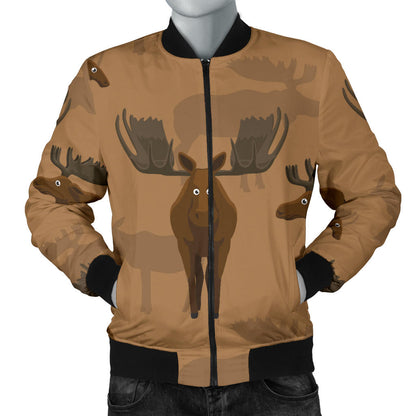 Moose Pattern Print Design 03 Men Bomber Jacket