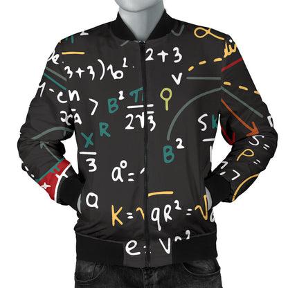 Math Pattern Print Design 04 Men Bomber Jacket