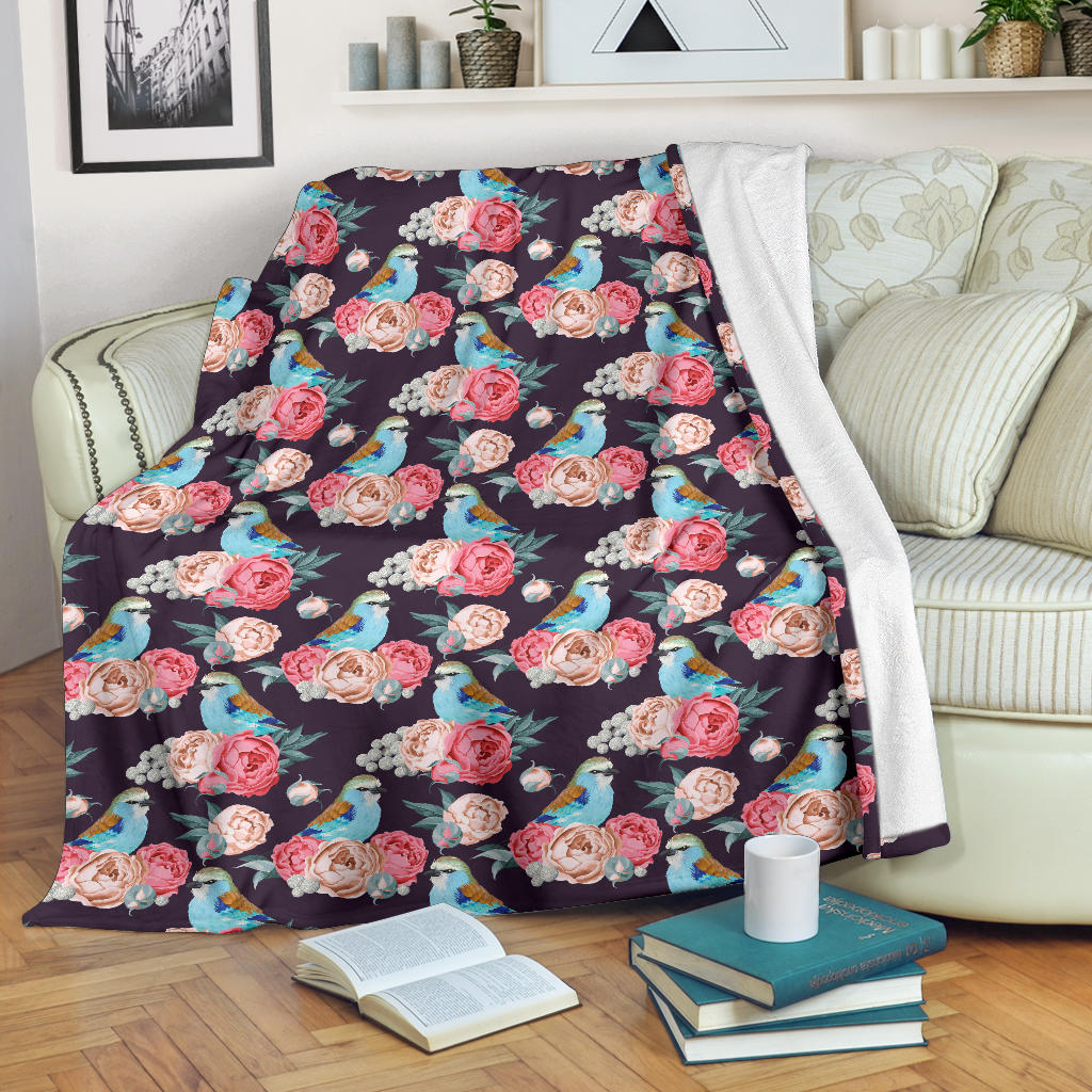 Bluebird Pattern Print Design 02 Premium Blanket