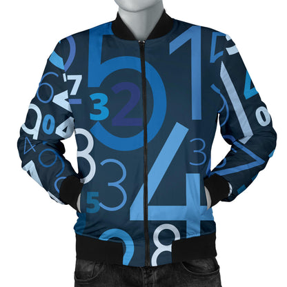 Number Pattern Print Design A02 Men Bomber Jacket