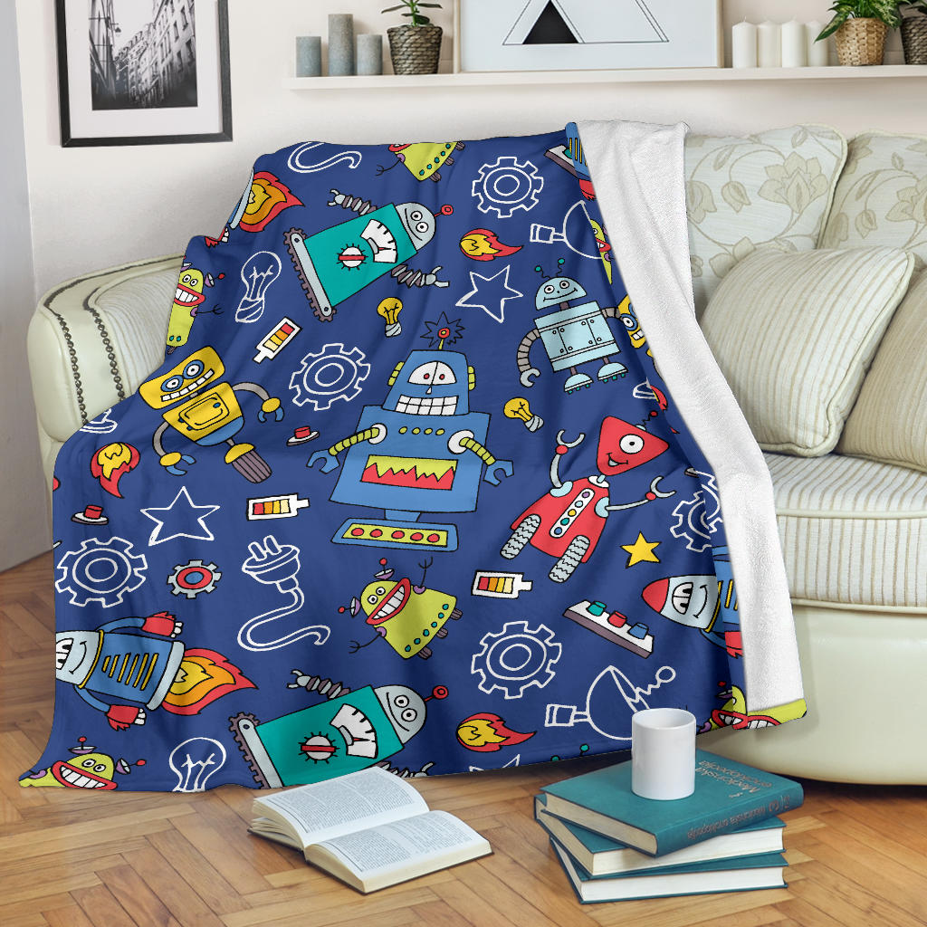Robot Pattern Print Design A03 Premium Blanket